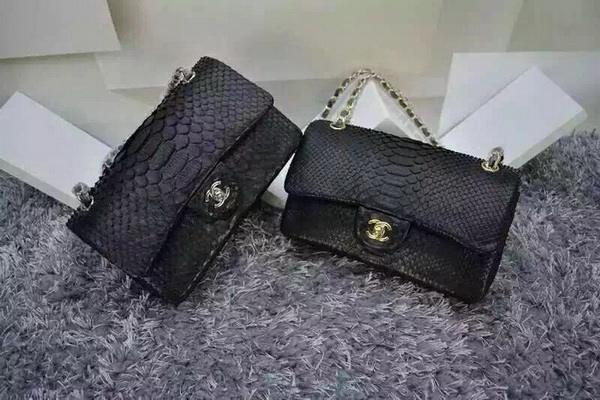 Chanel Classic Flap Black Snakeskin for Sale