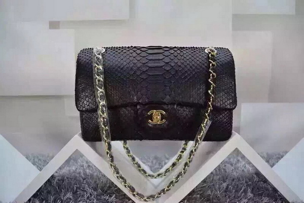 Chanel Classic Flap Black Snakeskin for Sale