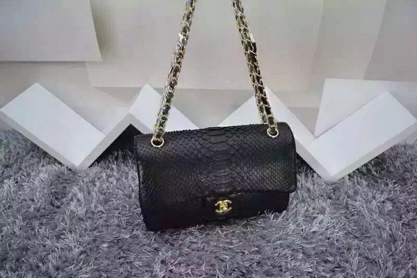 Chanel Classic Flap Black Snakeskin for Sale