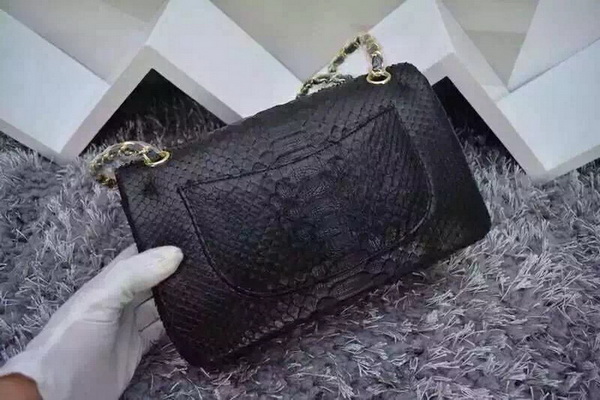 Chanel Classic Flap Black Snakeskin for Sale