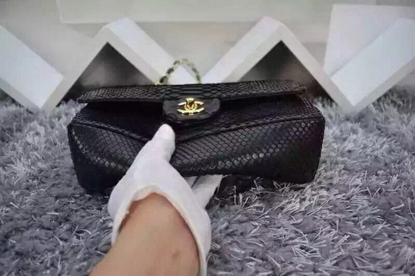 Chanel Classic Flap Black Snakeskin for Sale