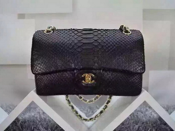 Chanel Classic Flap Black Snakeskin for Sale