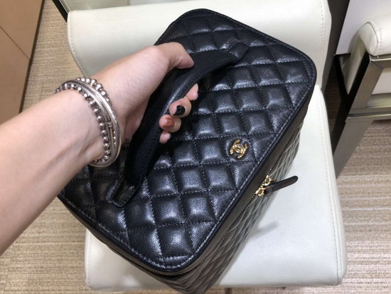 Chanel Classic Medium Vanity Pouch in Black Grained Calfskin