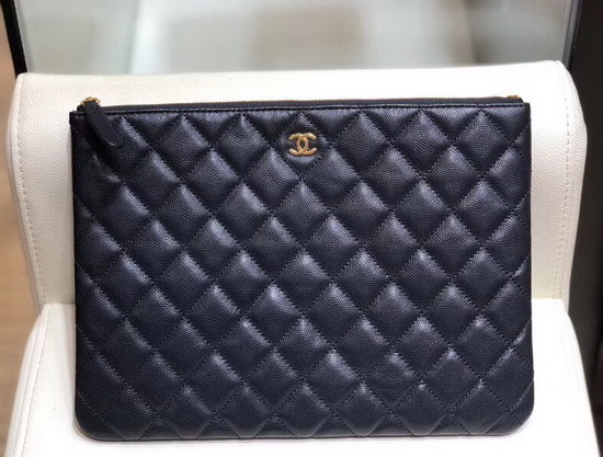 Chanel Classic Pouch in Black Grained Calfskin A82545