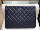 Chanel Classic Pouch in Black Grained Calfskin A82545