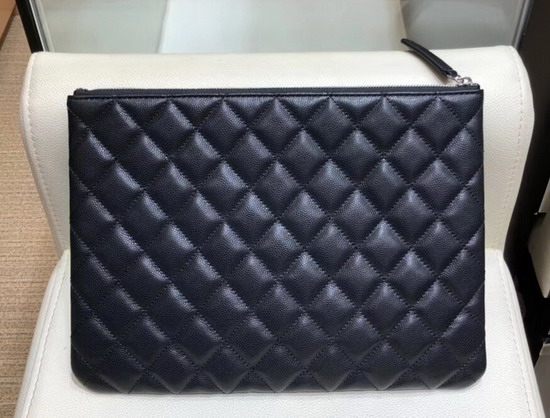 Chanel Classic Pouch in Black Grained Calfskin A82545