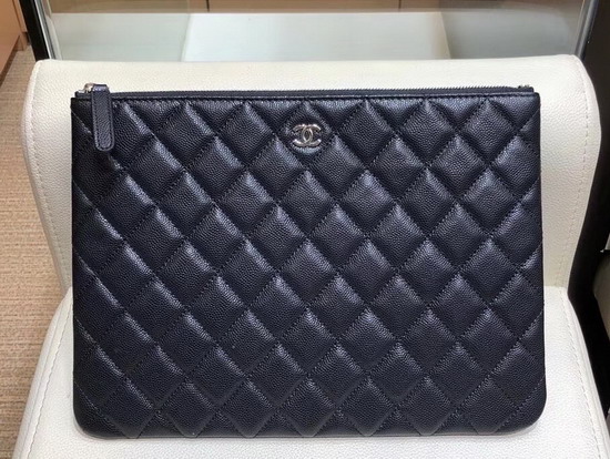 Chanel Classic Pouch in Black Grained Calfskin A82545