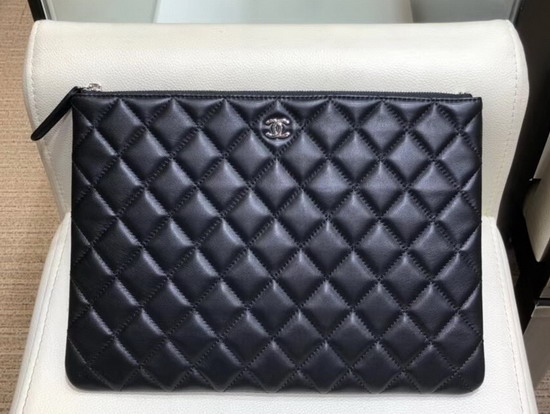 Chanel Classic Pouch in Black Lambskin A82545