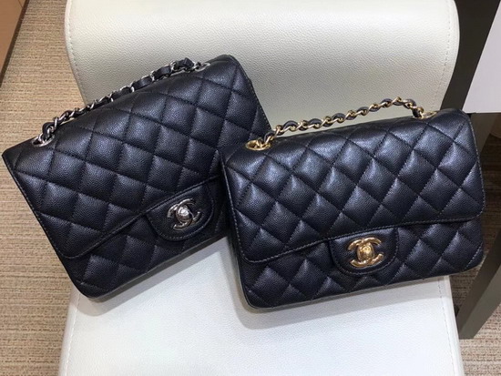 Chanel Classic Small Caviar Flap Bag in Black with Gold Hardware