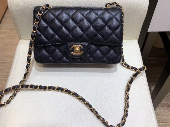 Chanel Classic Small Caviar Flap Bag in Black with Gold Hardware