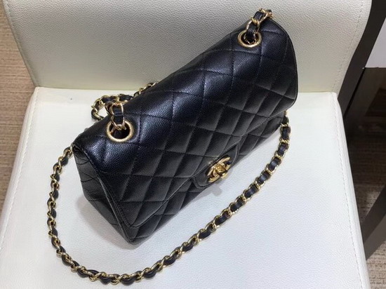 Chanel Classic Small Caviar Flap Bag in Black with Gold Hardware