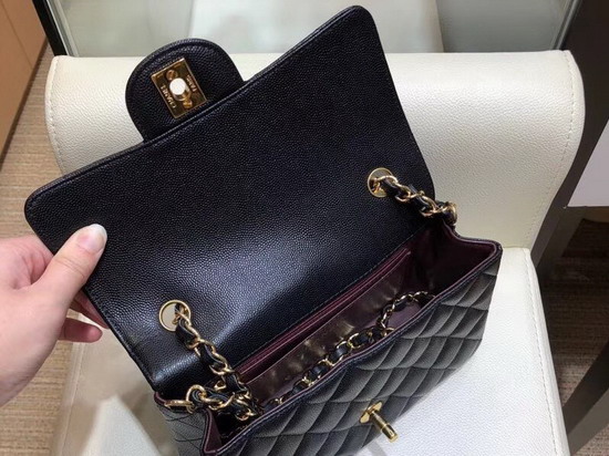 Chanel Classic Small Caviar Flap Bag in Black with Gold Hardware