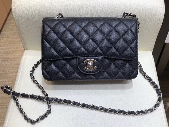 Chanel Classic Small Caviar Flap Bag in Black with Silver Metal