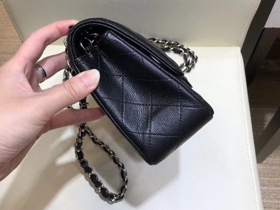 Chanel Classic Small Caviar Flap Bag in Black with Silver Metal