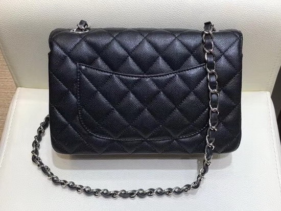 Chanel Classic Small Caviar Flap Bag in Black with Silver Metal