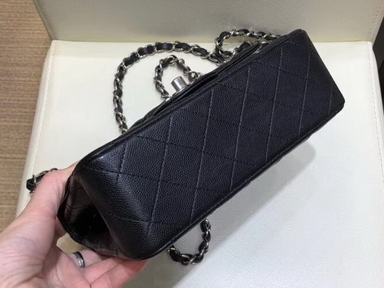 Chanel Classic Small Caviar Flap Bag in Black with Silver Metal