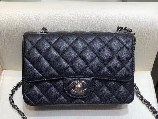 Chanel Classic Small Caviar Flap Bag in Black with Silver Metal