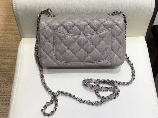 Chanel Classic Small Flap Bag in Grey Grained Calfskin with Silver Hardware