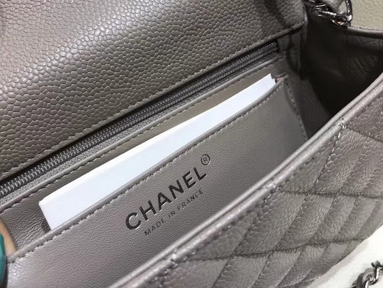 Chanel Classic Small Flap Bag in Grey Grained Calfskin with Silver Hardware