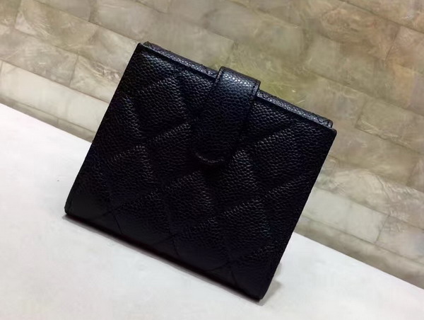 Chanel Classic Small Wallet Black Caviar Leather Silver Tone Metal For Sale