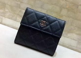 Chanel Classic Small Wallet Black Caviar Leather Silver Tone Metal For Sale