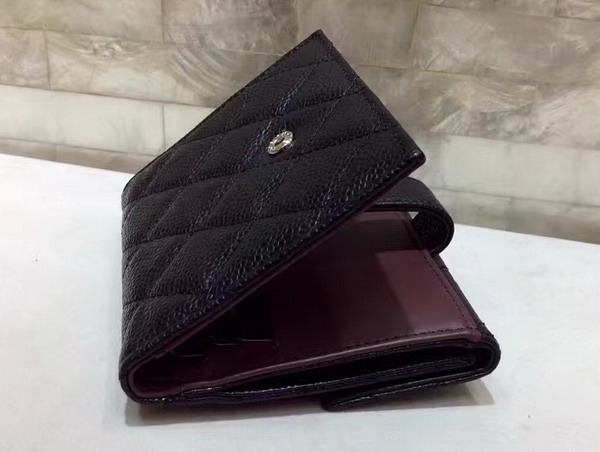 Chanel Classic Small Wallet Black Caviar Leather Silver Tone Metal For Sale