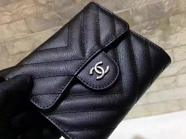 Chanel Classic Small Wallet Black Chevron Calfskin For Sale