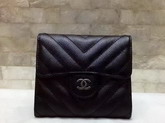 Chanel Classic Small Wallet Black Chevron Calfskin For Sale