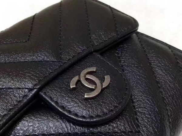 Chanel Classic Small Wallet Black Chevron Calfskin For Sale