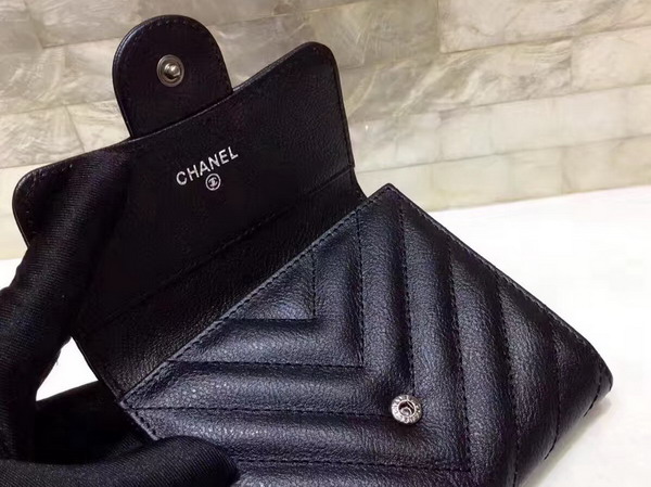 Chanel Classic Small Wallet Black Chevron Calfskin For Sale