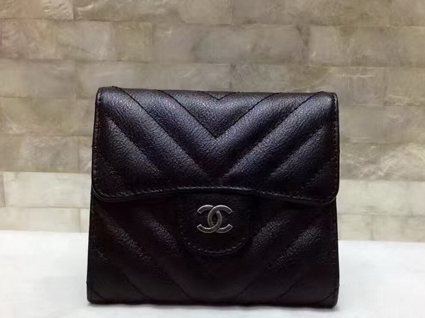 Chanel Classic Small Wallet Black Chevron Calfskin For Sale