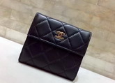 Chanel Classic Small Wallet Black Quilted Lambskin Gold Toned Metal For Sale