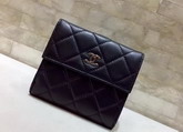 Chanel Classic Small Wallet Black Quilted Lambskin Silver Toned Metal For Sale