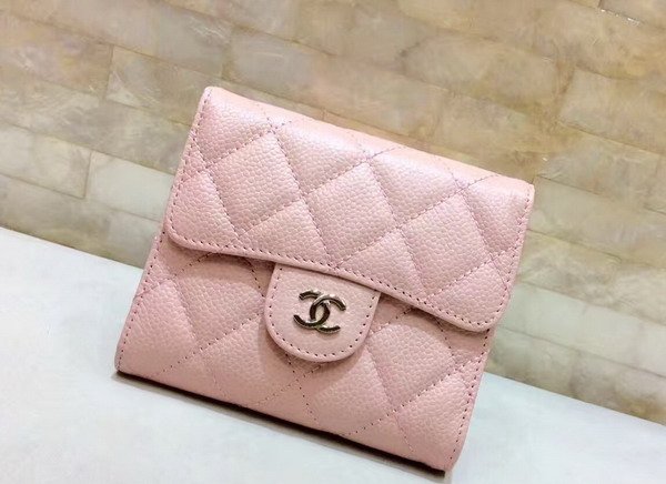 Chanel Classic Small Wallet Pink Caviar Leather For Sale