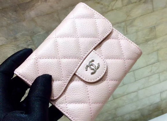 Chanel Classic Small Wallet Pink Caviar Leather For Sale