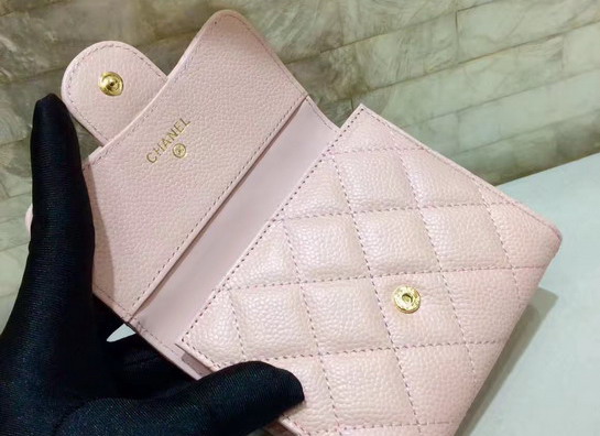 Chanel Classic Small Wallet Pink Caviar Leather For Sale