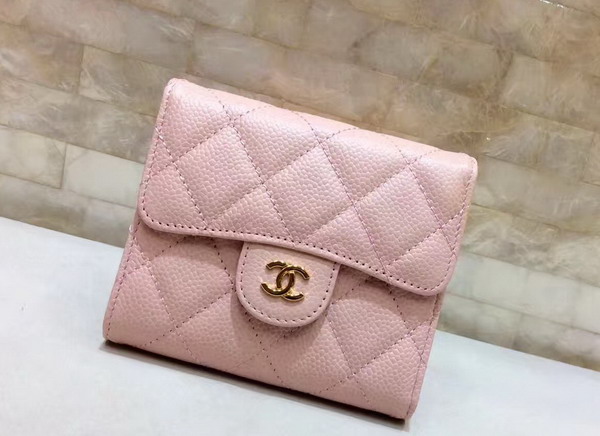 Chanel Classic Small Wallet Pink Caviar Leather For Sale