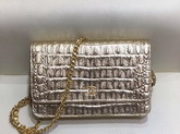 Chanel Classic Wallet On Chain Gold Metallic Crocodile Embossed Calfskin and Gold Tone Metal A33814