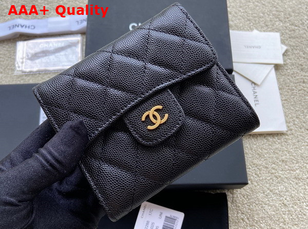 Chanel Classic Wallet in Black Grained Calfskin Replica