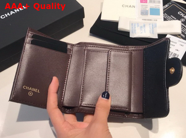 Chanel Classic Wallet in Black Grained Calfskin Replica