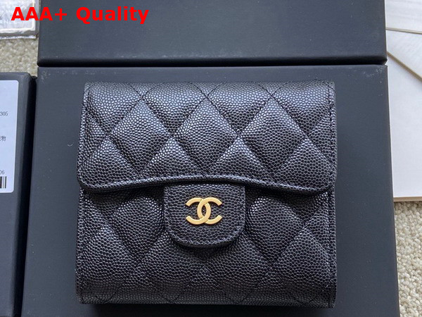 Chanel Classic Wallet in Black Grained Calfskin Replica