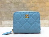 Chanel Classic Zip Around Card Holder in Baby Blue