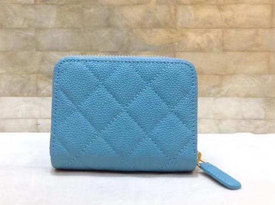 Chanel Classic Zip Around Card Holder in Baby Blue