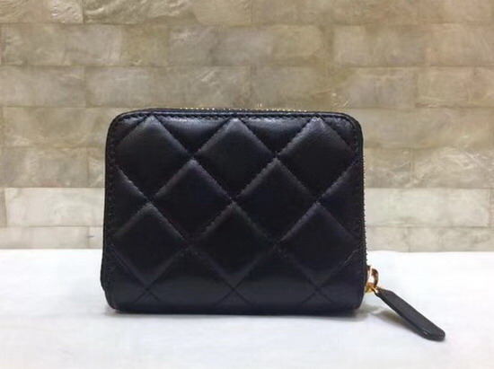 Chanel Classic Zip Around Card Holder in Black Quilted Lambskin