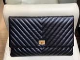 Chanel Clutch Aged Calfskin Gold Tone Metal Black A91795