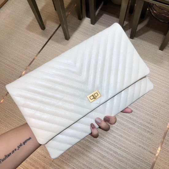 Chanel Clutch Aged Calfskin Gold Tone Metal Ivory A91795