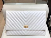 Chanel Clutch Aged Calfskin Gold Tone Metal Ivory A91795