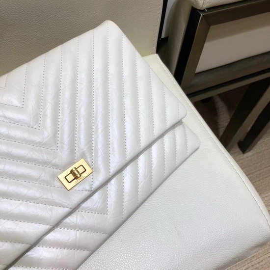 Chanel Clutch Aged Calfskin Gold Tone Metal Ivory A91795