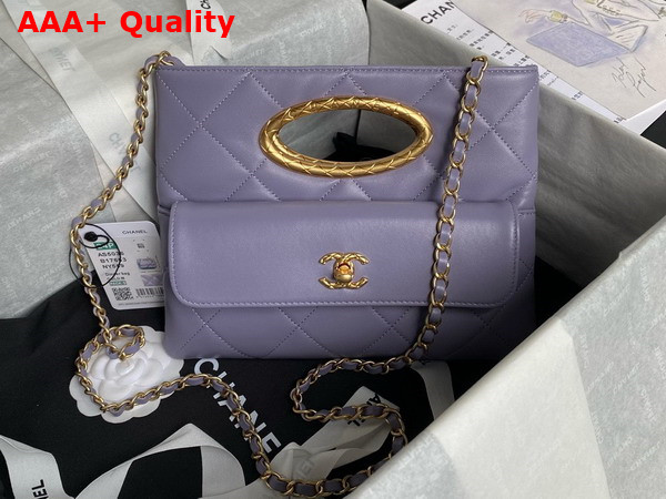 Chanel Clutch Lambskin Gold Tone Metal Light Purple AS5038 Replica