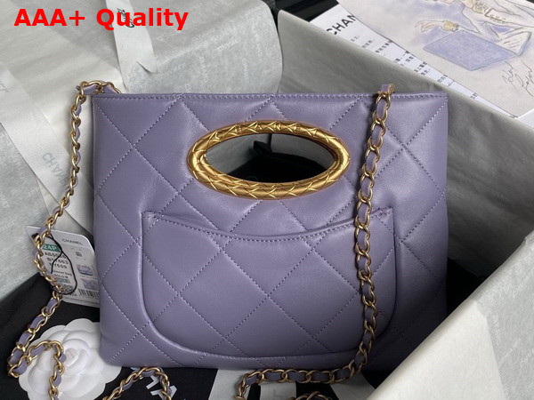 Chanel Clutch Lambskin Gold Tone Metal Light Purple AS5038 Replica